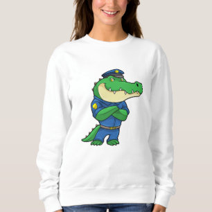 Krokodil als Polizeibeamter mit Polizeiuniform Sweatshirt