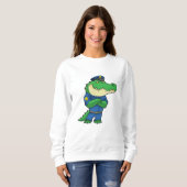 Krokodil als Polizeibeamter mit Polizeiuniform Sweatshirt (Vorne ganz)