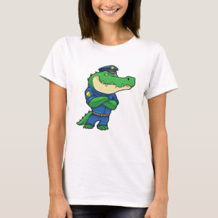 Krokodil als Polizeibeamter mit Polizeiuniform T-Shirt