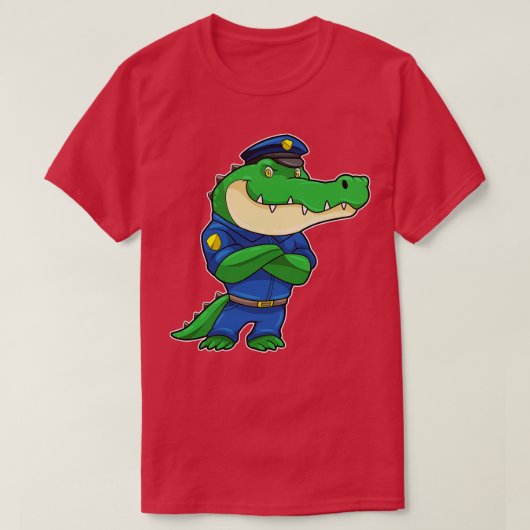 Krokodil als Polizeibeamter mit Polizeiuniform T-Shirt (Design vorne)