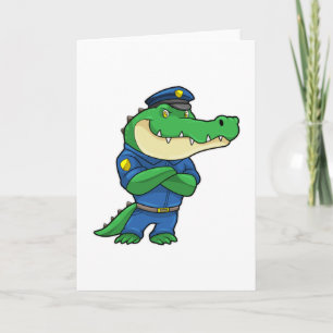 Krokodil als Polizist mit Polizeiuniform Karte