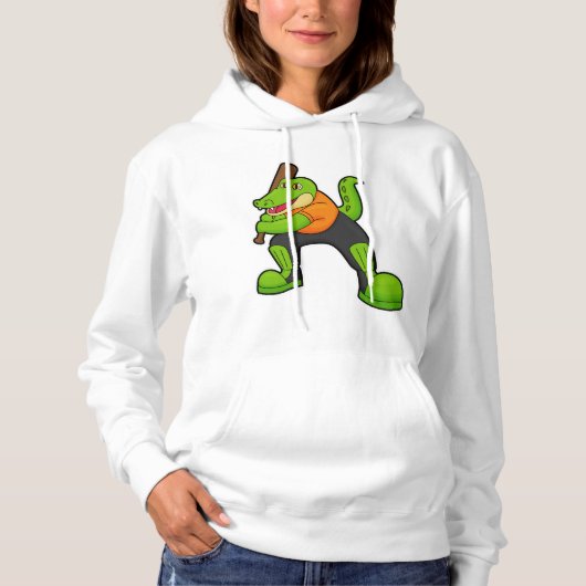 Krokodil am Cricket mit Cricket-Schläger Hoodie (Vorderseite)