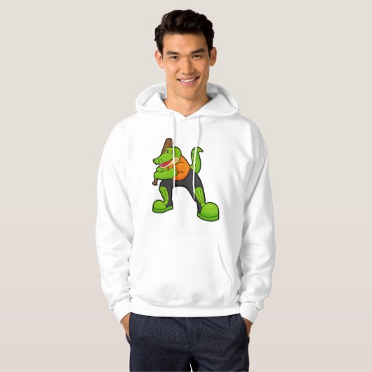 Krokodil am Cricket mit Cricket-Schläger Hoodie (Vorne ganz)