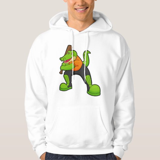 Krokodil am Cricket mit Cricket-Schläger Hoodie (Vorderseite)