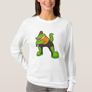 Krokodil am Cricket mit Cricket-Schläger T-Shirt