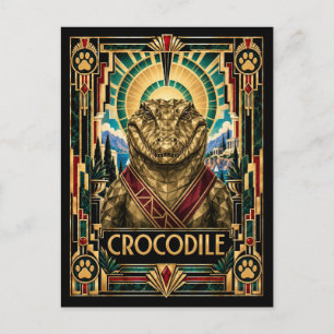 Krokodil, Art Deco Wildlife Postkarte