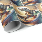 Krokodil auf der Surfbrett Geschenkpapier (Rolleneckpunkt)