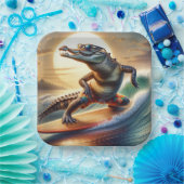 Krokodil auf der Surfbrett Pappteller (Party)