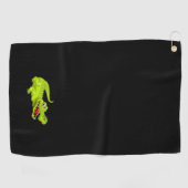 Krokodil auf schwarz golfhandtuch (Horizontal)