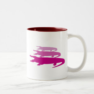 Krokodil aufgelegt (Lila) Zweifarbige Tasse