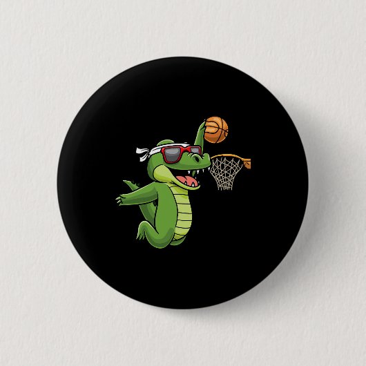 Krokodil Basketball Alligator Basketball Button (Vorderseite)