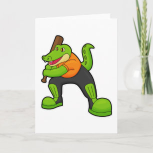 Krokodil beim Cricket mit Cricket-Schläger Karte