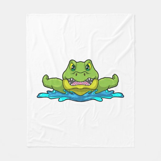 Krokodil beim Schwimmen im Wasser Fleecedecke (Vorderseite)