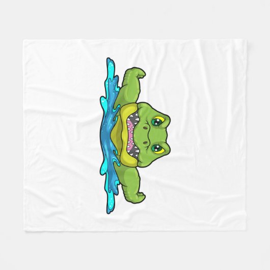 Krokodil beim Schwimmen im Wasser Fleecedecke (Vorderseite (Horizontal))