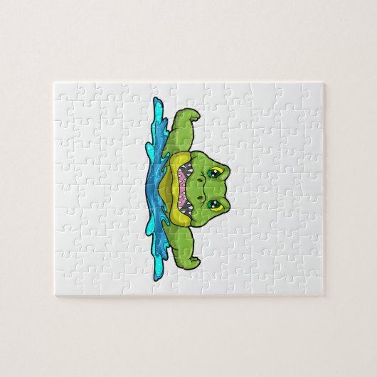 Krokodil beim Schwimmen im Wasser Puzzle (Horizontal)