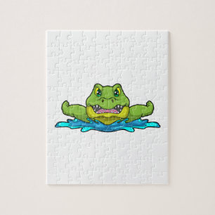 Krokodil beim Schwimmen im Wasser Puzzle