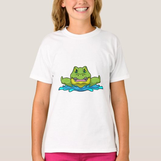 Krokodil beim Schwimmen im Wasser T-Shirt (Vorderseite)