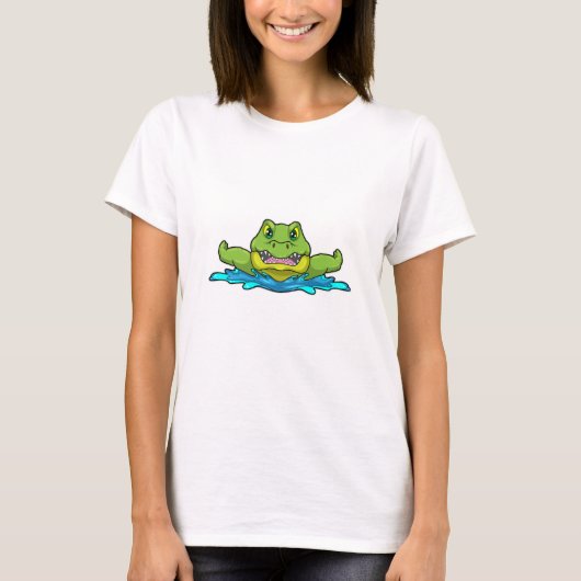 Krokodil beim Schwimmen im Wasser T-Shirt (Vorderseite)