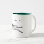 Krokodil, bin ich ein Ruck, TierTasse gewesen Zweifarbige Tasse (VorderseiteRechts)