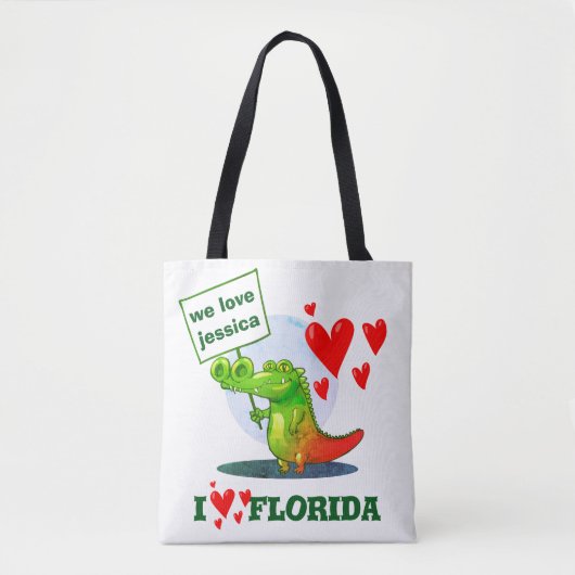 Krokodil-Cartoon in Liebe florida Tasche (Vorderseite)