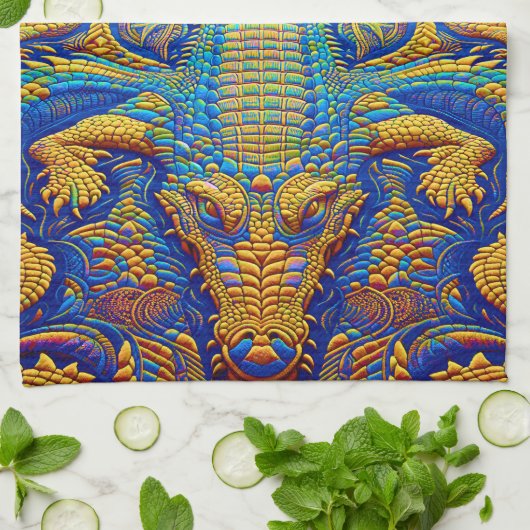 Krokodil Farbig  Geschirrtuch (Gefaltet)