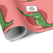 Krokodil hält Blindbanner-Cartoon Geschenkpapier (Rolleneckpunkt)
