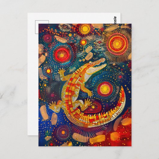 Krokodil im aborigines Dot Art Stil Postkarte (Vorne/Hinten)