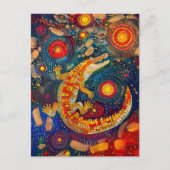 Krokodil im aborigines Dot Art Stil Postkarte (Vorderseite)