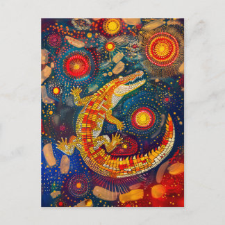 Krokodil im aborigines Dot Art Stil Postkarte