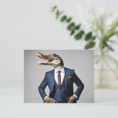 Krokodil im Anzug Postkarte (Stehend Vorderseite)