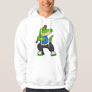 Krokodil im Baseball mit Baseballschläger Hoodie