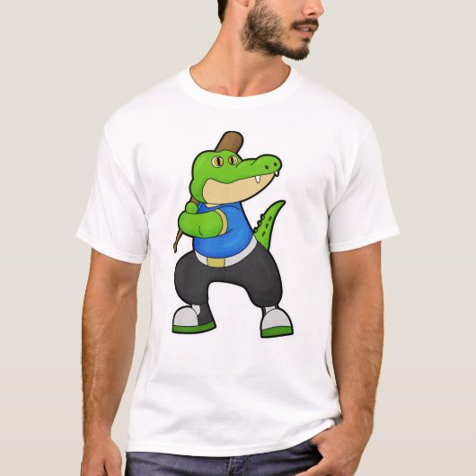 Krokodil im Baseball mit Baseballschläger T-Shirt (Vorderseite)