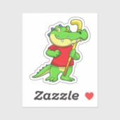 Krokodil im Feldhockey mit Stick Aufkleber (Blatt)