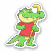 Krokodil im Feldhockey mit Stick Aufkleber (Vorderseite)