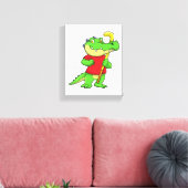 Krokodil im Feldhockey mit Stick Leinwanddruck (Insitu (Wohnzimmer))