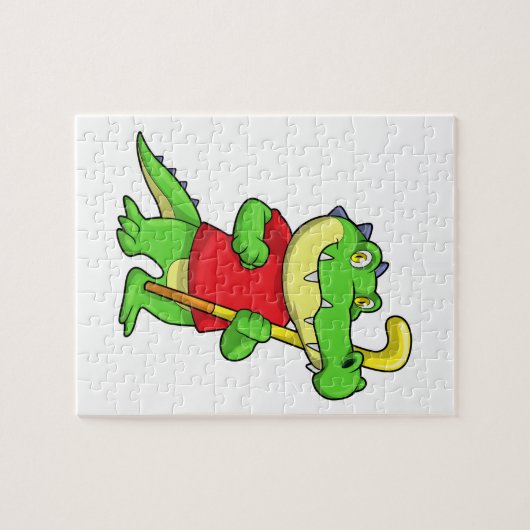 Krokodil im Feldhockey mit Stick Puzzle (Horizontal)