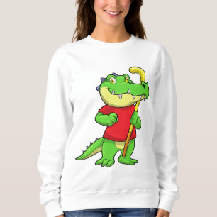 Krokodil im Feldhockey mit Stick Sweatshirt