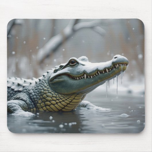 Krokodil im Schnee Mousepad (Vorne)