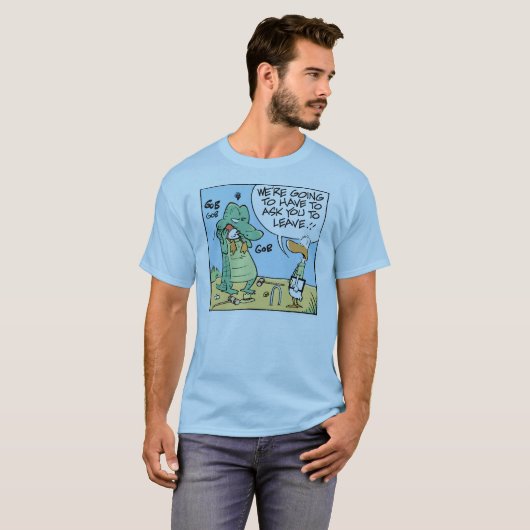 Krokodil-Krokett-Cartoon-Spaß T-Shirt (Vorne ganz)