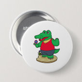 Krokodil mit Blume Button (Vorne & Hinten)
