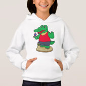 Krokodil mit Blume Hoodie (Vorderseite)