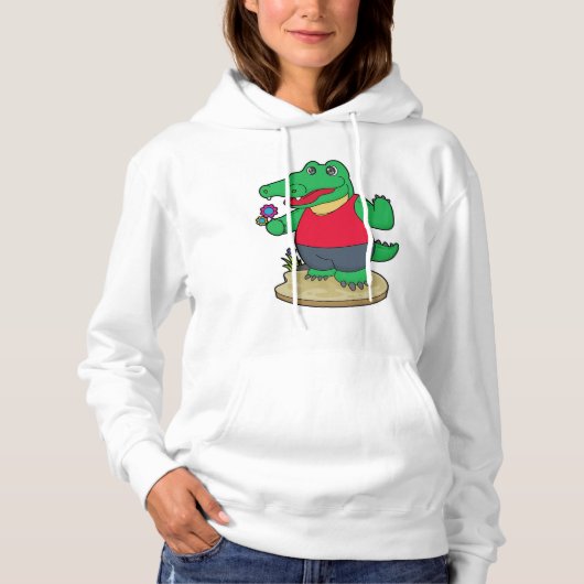 Krokodil mit Blume Hoodie (Vorderseite)