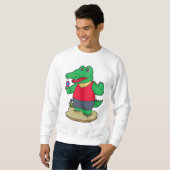 Krokodil mit Blume Sweatshirt (Vorne ganz)