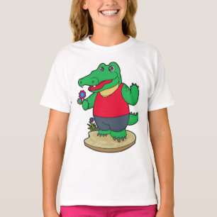 Krokodil mit Blume T-Shirt