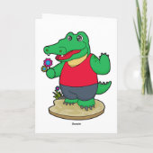 Krokodil mit Blumen Karte (Rückseite)