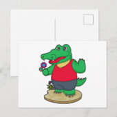 Krokodil mit Blumen Postkarte (Vorne/Hinten)
