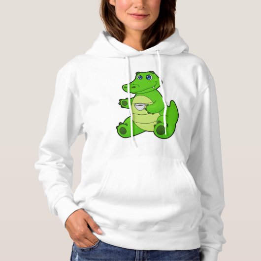 Krokodil mit Kaffee-Cup Hoodie (Vorderseite)
