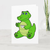 Krokodil mit Kaffee-Cup Karte (Vorderseite)