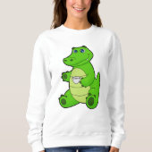 Krokodil mit Kaffee-Cup Sweatshirt (Vorderseite)
