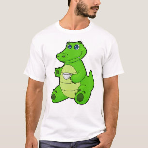 Krokodil mit Kaffeetasse T-Shirt